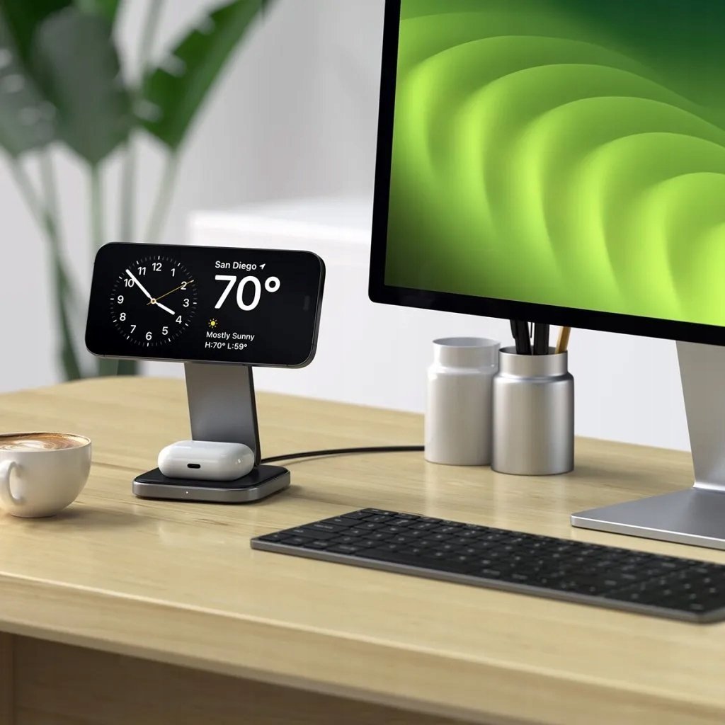 Karikues wireless Satechi 2 in 1 Foldable, 15W Qi2, Space Grey