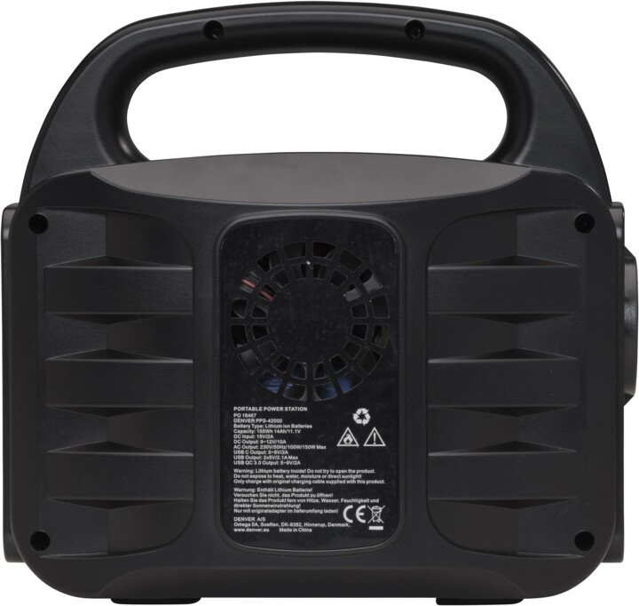 Stacion karikimi Denver PPS-42000, 42000mAh (155Wh), i zi + panel solar 40W