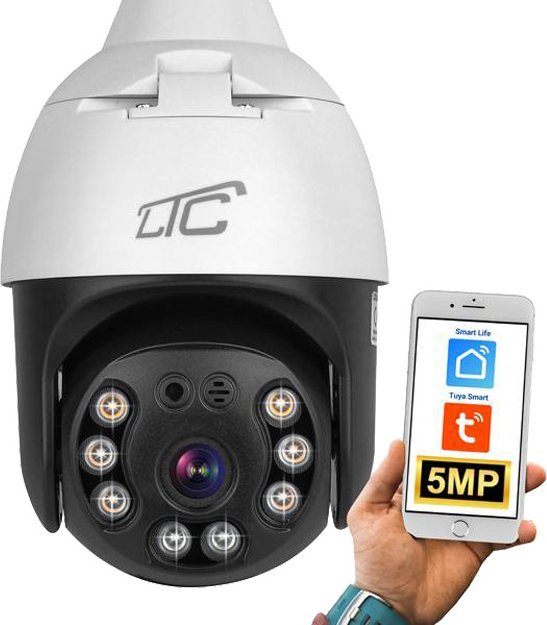 Kamerë sigurie WiFi Tuya EN27, rrotulluese, IR natë, e bardhë