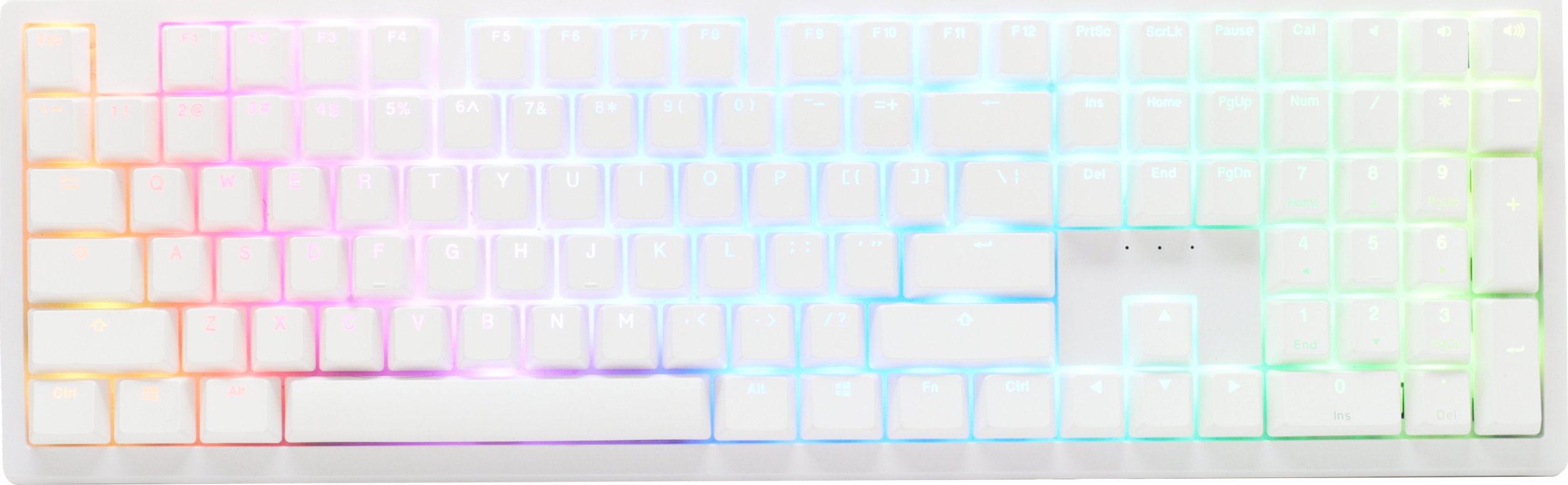 Tastierë gaming Ducky Zero 6108 Pure White, wireless, RGB, Cherry MX2A Red, US ANSI, e bardhë
