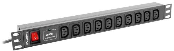 Rrymëndarës kabineti Lanberg PDU-10I-0200-IEC-BK, 19" 1U, 10x IEC C13, 2m, i zi