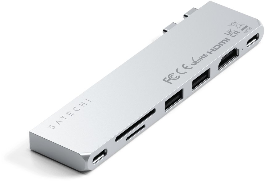 Hub USB C Satechi Pro Hub Slim, për MacBook Air M2, HDMI, argjendtë
