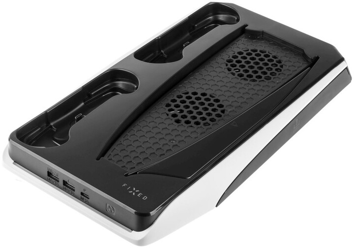 [OUTLET] Stacion karikimi shumëfunksional FIXED për PlayStation 5, bardh e zi