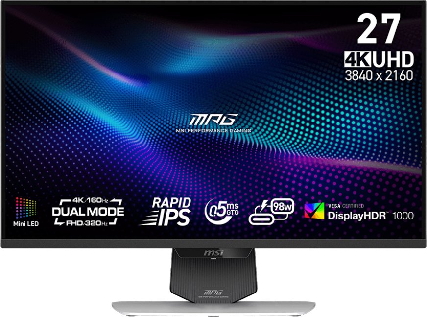 Monitor MSI MPG 274URDFW E16M, 27", 4K, i bardhë