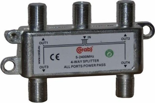 Ndarës sinjali CORAB 5-2400MHz, 4 dalje, Power Pass, argjendtë