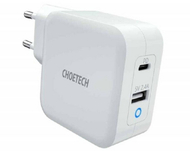 Полнач Choetech полнач Q60062 GaN, USB-C, USB-A, PD, 65W, бела боја