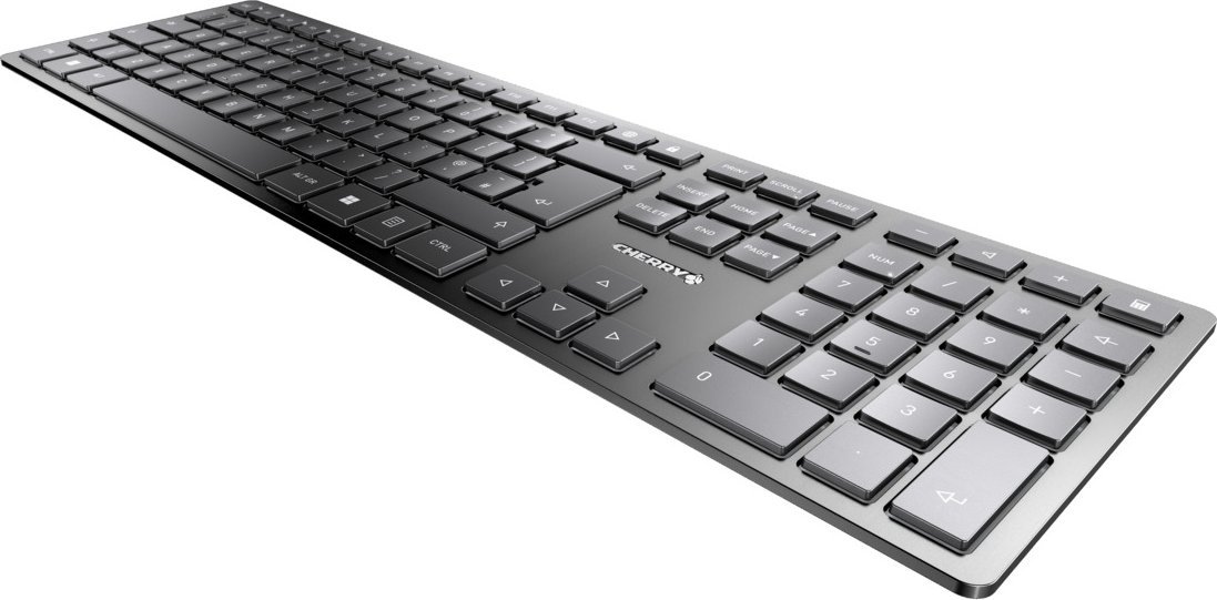 Tastierë CHERRY KW 9100 SLIM, wireless RF dhe Bluetooth, QWERTY UK, e zezë