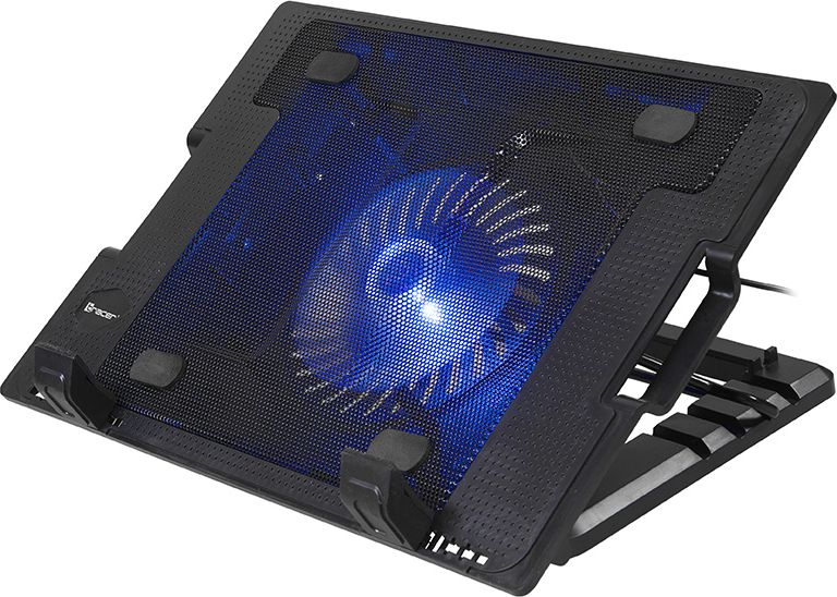 Stendë ftohëse për laptop Tracer Icestorm TRASTA46338, 12"-17", ventilator me ndriçim blu, e zezë