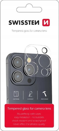 Stikël mbrojtëse kamere Swissten për Apple iPhone 16, 9H, 0.3mm, transparente