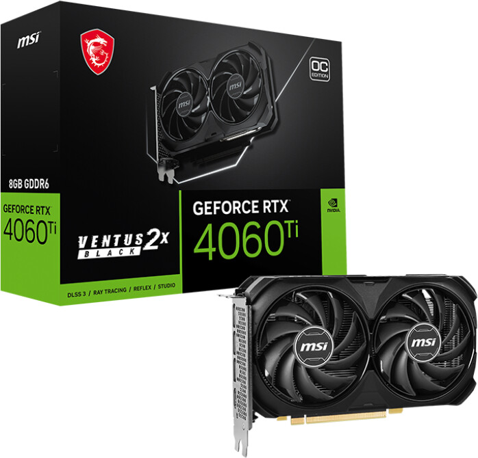 Kartë grafike MSI GeForce RTX 4060 Ti VENTUS 2X BLACK 8G OC, 8GB GDDR6