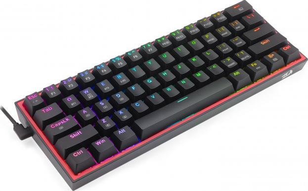 Tastierë mekanike gaming Redragon Fizz Pro, 60%, Bluetooth dhe wireless, RGB, e zezë