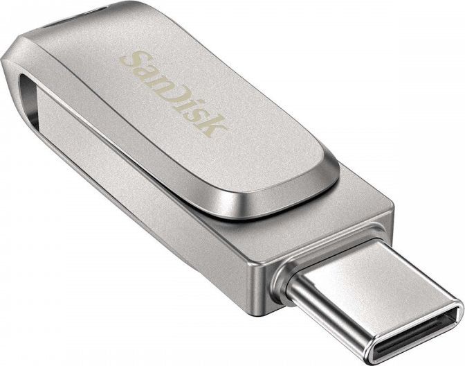 USB SanDisk Ultra Dual Drive Luxe, 128GB, USB Type C и USB Type A, нерѓосувачки челик