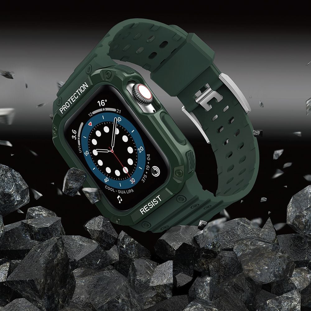 Rrip me kasë për orë smart Hurtel Protect Strap, për Apple Watch 45 44 42mm, jeshil