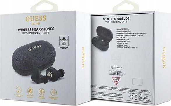 Kufje TWS Guess GUTWSP4EGK, Bluetooth 5.3, IPX5, të zeza