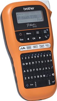 Printer etiketash Brother PT-E110VP, deri 12mm, me prerëse, portokalli