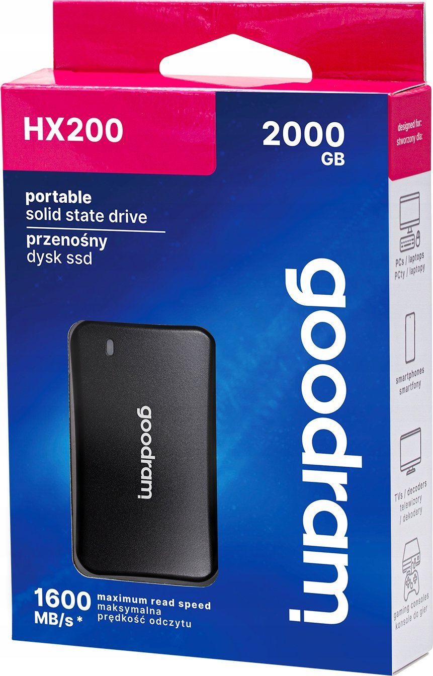 SSD i jashtëm Goodram SSDPR-HX200-2K0, 2TB, USB 3.2 Gen 2x2 Type-C, i zi