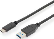 Kabllo Digitus USB-A - USB-C, 1m, e zezë