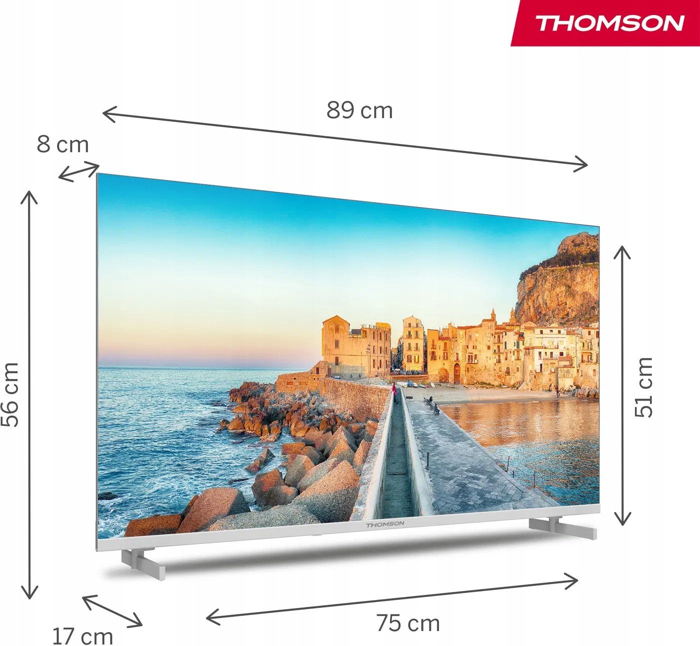 Televizor Smart Google TV, 40", Full HD, i bardhë