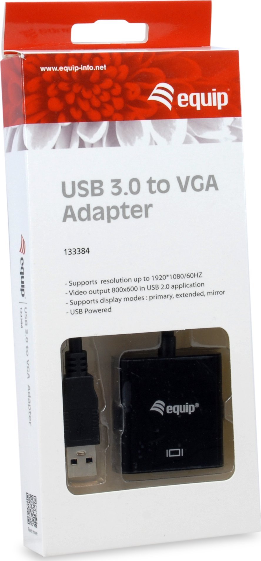 Adaptor USB 3.0 në VGA Equip, Full HD 1080p, i zi