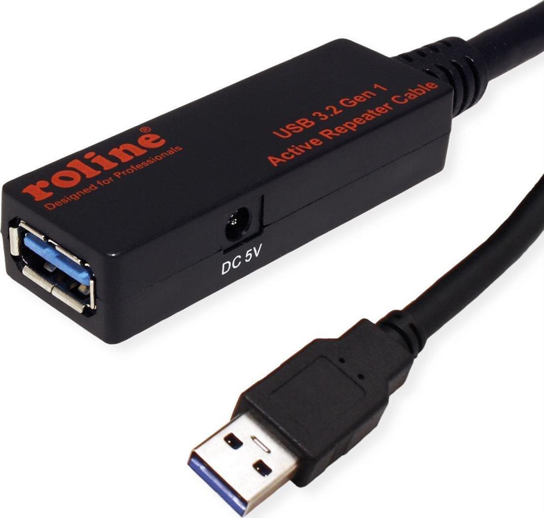 Kabllo zgjatëse USB ROLINE 12.04.1070, USB 3.2 Gen 1, 10 m, e zezë