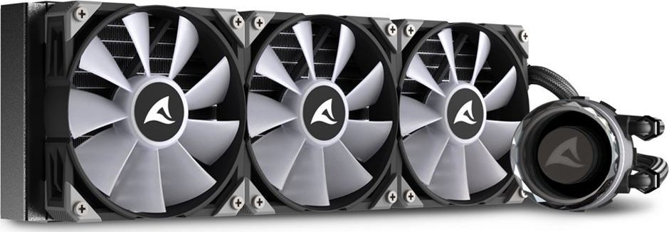 Ftohës uji për procesor Sharkoon S90 RGB, radiator 360 mm, ndriçim RGB, i zi