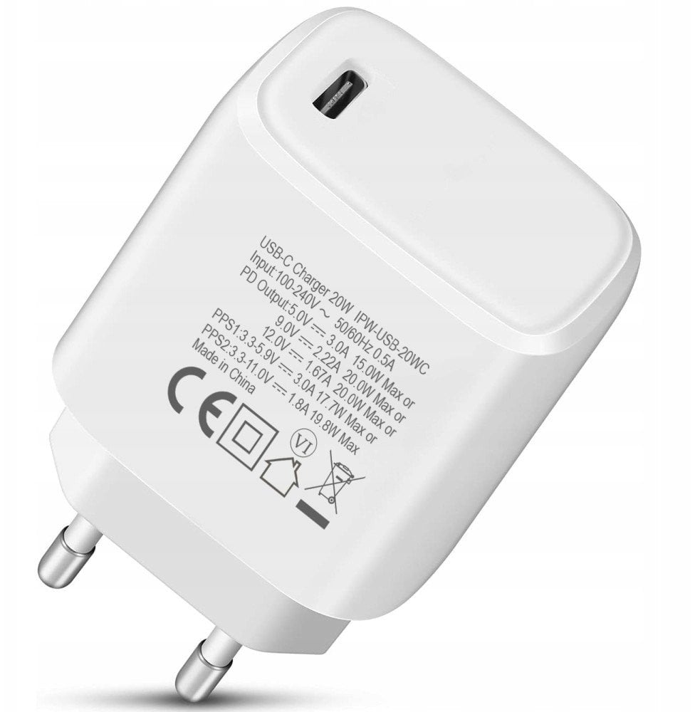 Ѕиден полнач Techly GaN USB C, 20W, USB C порта, бел