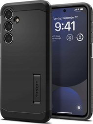 Mbulesë telefoni Spigen Tough Armor për Galaxy S24 FE, me mbështetëse, e zezë