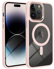 Kapak telefoni OEM Color Edge Mag Cover për iPhone 17 Pro, kompatibil me MagSafe, transparent, rozë