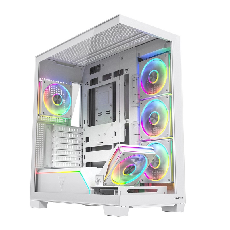 Kuti kompjuteri Modecom Volcano Stellar Plus ARGB Midi 5F, mid tower, panel anësor xham, e bardhë