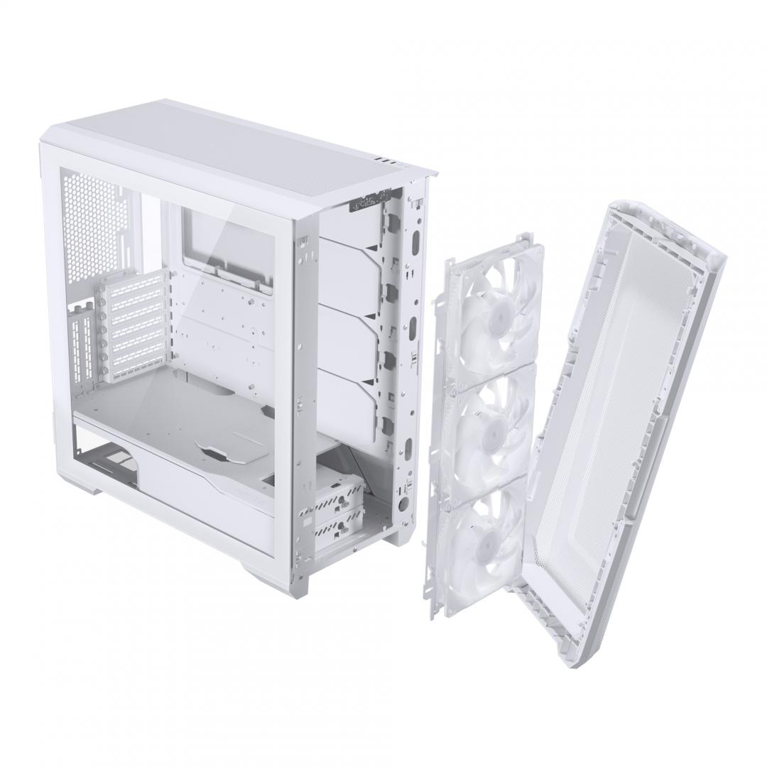 Kase PC Phanteks Eclipse G500A DRGB, xham i temperuar, 3 ventilatorë 140mm ARGB, e bardhë
