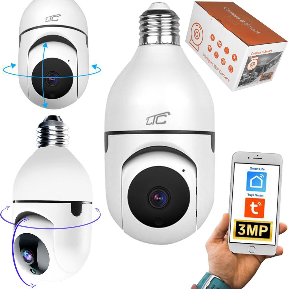 Kamerë sigurie GN Bulb E27 PTZ WiFi, 3Mpix, rrotulluese, e bardhë