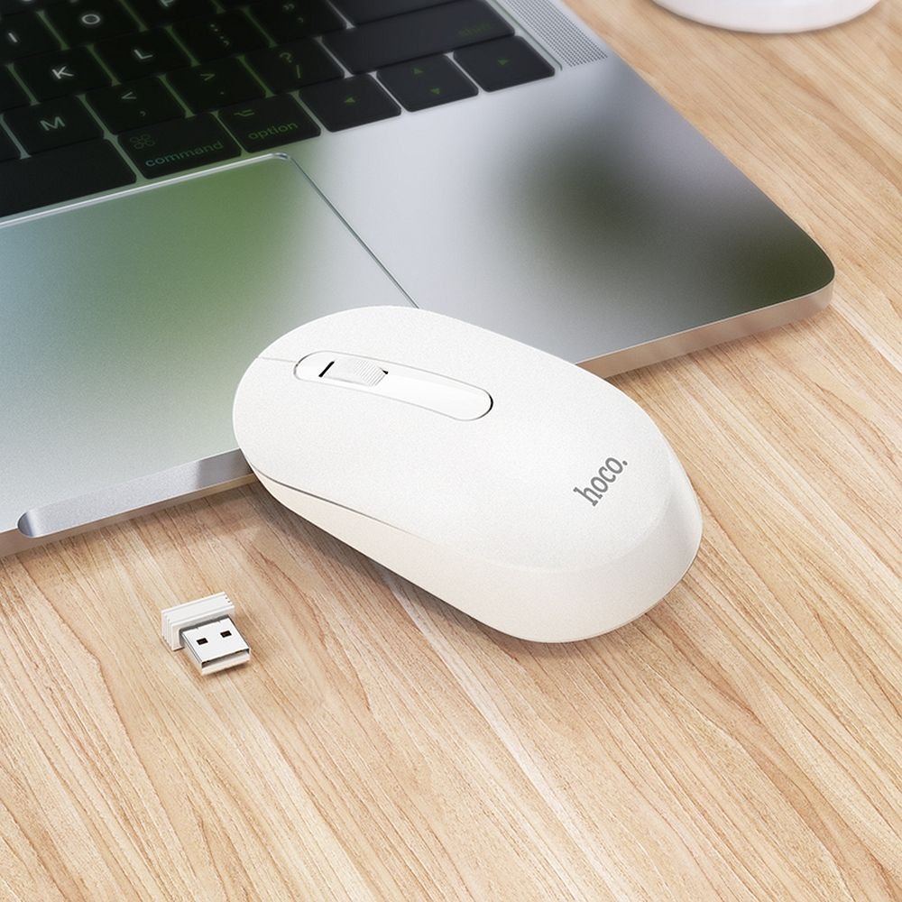 Maus wireless Hoco GM14, me marrës 2.4G, i bardhë