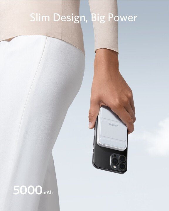 [OUTLET] Powerbank magnetik Anker PowerCore Mag-Go, 5000mAh, i bardhë