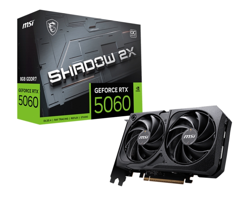 Kartë grafike MSI GeForce RTX 5060 Shadow 2X OC, 8GB GDDR6, PCIe 4.0
