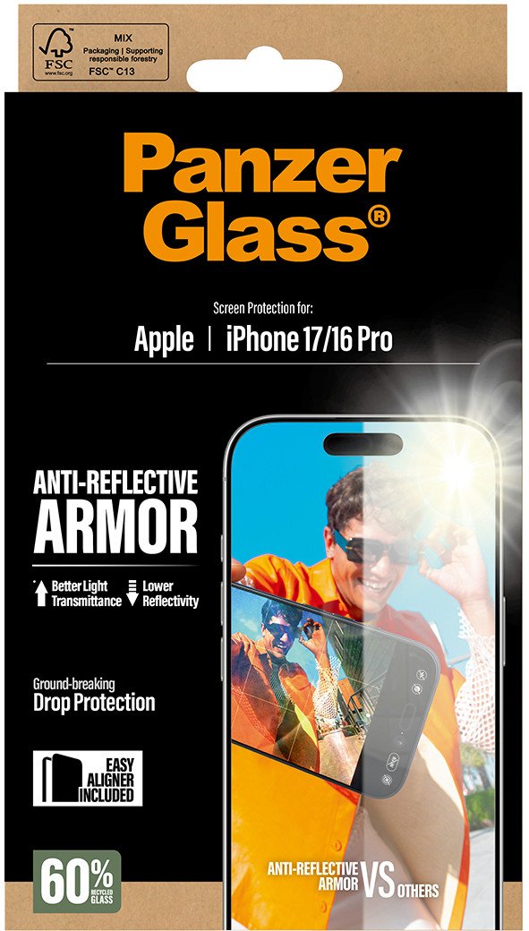 Folie mbrojtëse PanzerGlass Anti Reflective Armor, për Apple iPhone 17, 1 copë, transparente