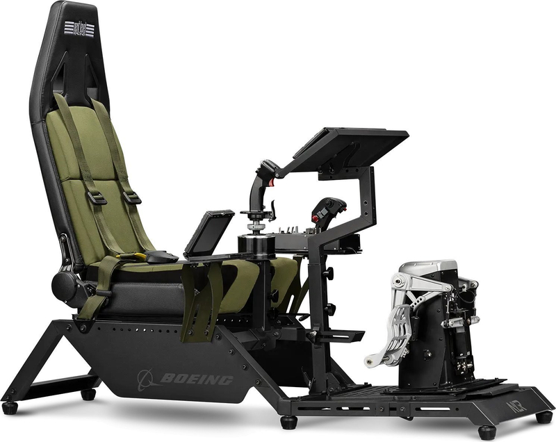 Kokpit simulimi fluturimi Next Level Racing Boeing Military NLR-S028, sedilje ushtarake canvas, strukturë e rregullueshme, jeshile ushtarake