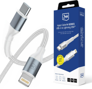 Kабел USB 3MK Hyper Cable N-Series, USB-C во Lightning, 1m, 20W, бел