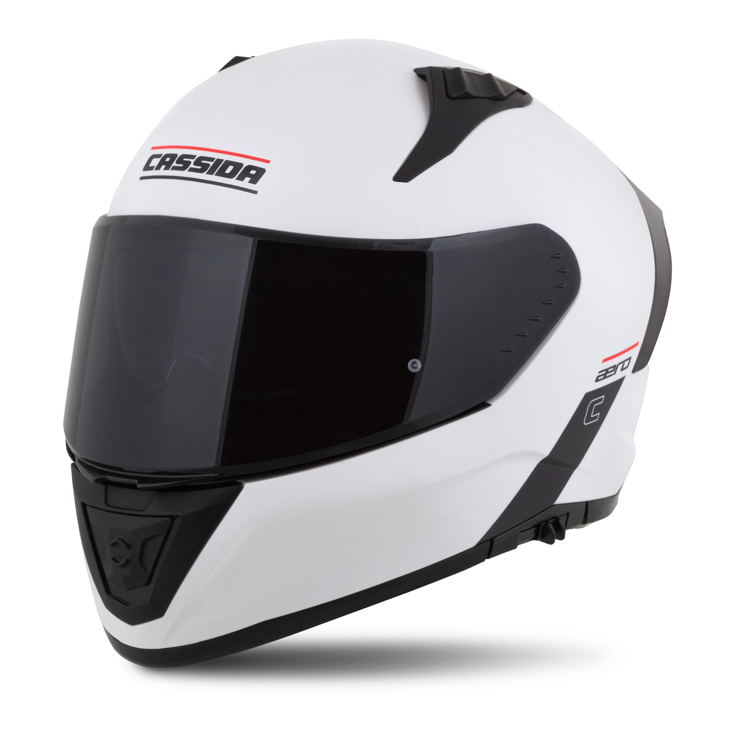 Kaskë moto Cassida Aero Solid 2026, integrale, e bardhë e zezë