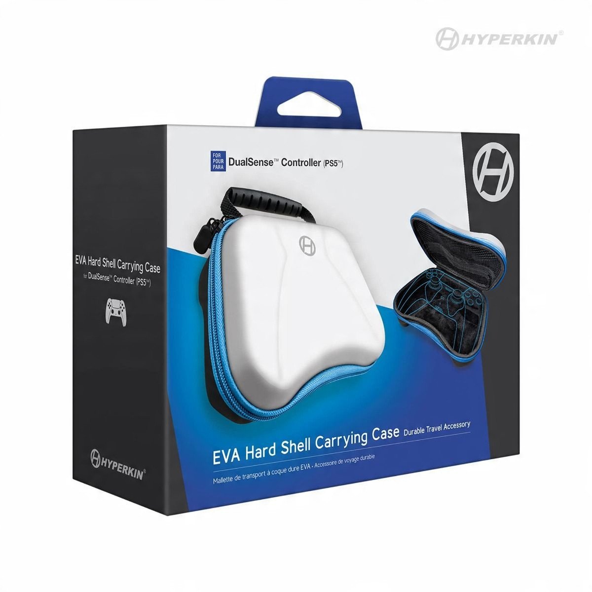 Kuti mbrojtëse Hyperkin EVA Hard Shell për DualSense PS5, xhep rrjete, mbyllje me zinxhir, e bardhë