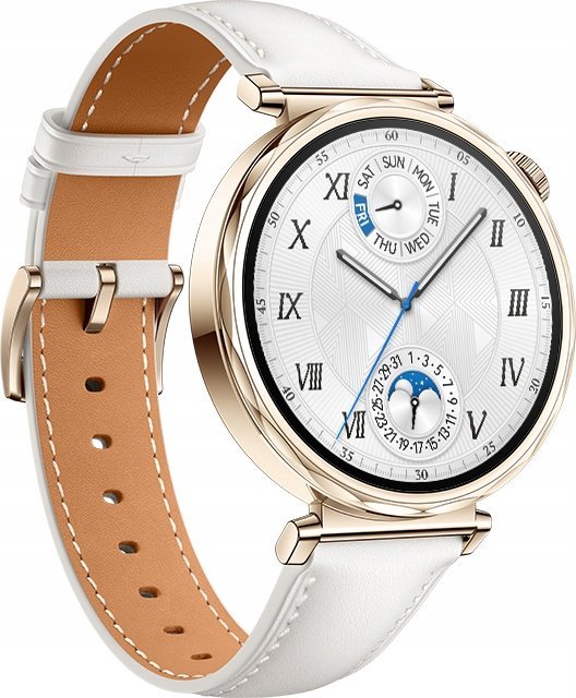 Ora inteligjente HUAWEI Watch GT 5, 41 mm, gold, me rrip lëkure të bardhë