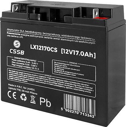 Bateri me xhel CSSB 12V 17Ah, e ripërtëritshme, e zezë