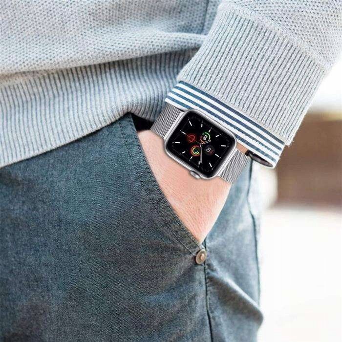 Rrip ore Tech-Protect MilaneseBand STARLIGHT, për Apple Watch 42 44 45 49mm, çelik inox, ngjyrë starlight