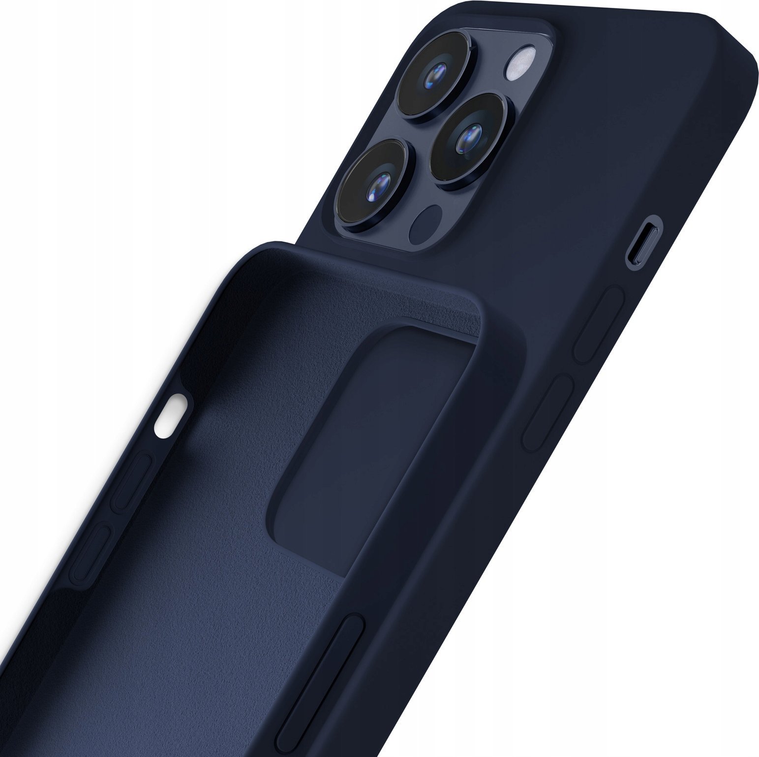 Mbulesë silikoni 3mk për Apple iPhone 15 Pro Max, me mikrofibër, blu e errët