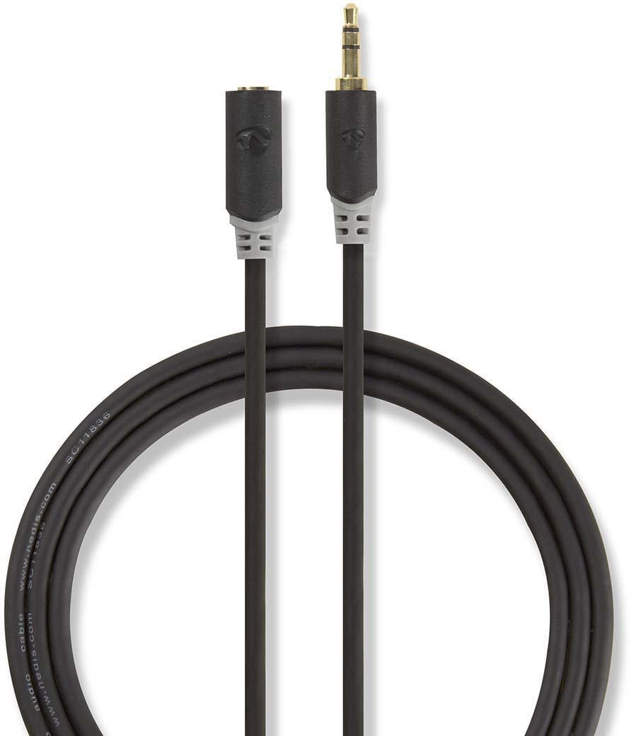 Kabllo audio stereo Nedis, 3.5 mm mashkull në 3.5 mm femër, 5 m, antracit
