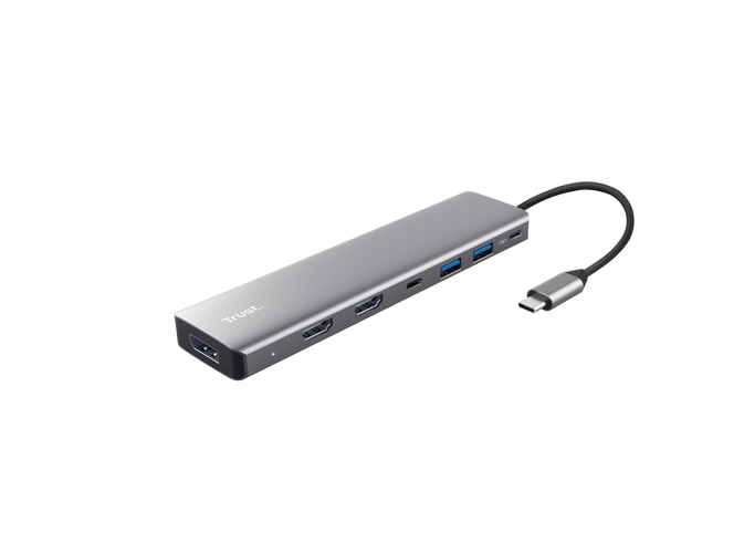 HUB Trust DALYX 7 in 1 USB C, shumëporta, gri