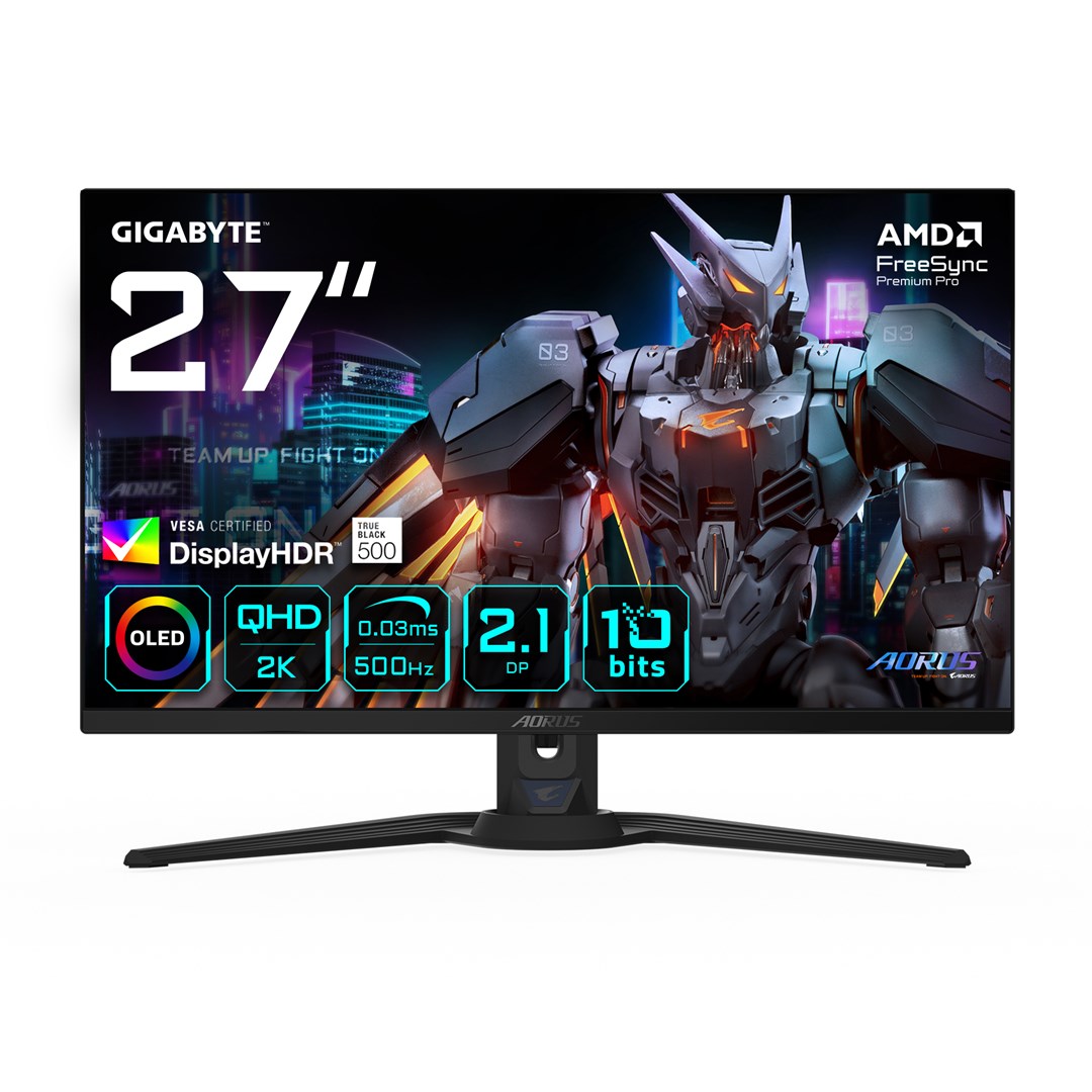 GIGABYTE AORUS FO27Q5P монитор, 27", OLED QH, 500Hz, црн