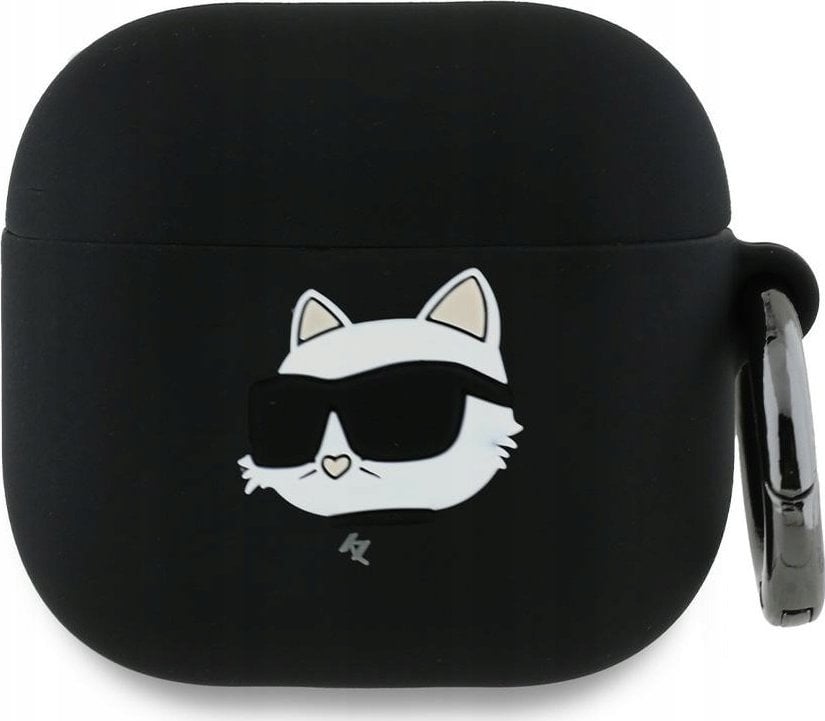 Mbulesë silikoni Karl Lagerfeld 3D Choupette për AirPods 4, e zezë