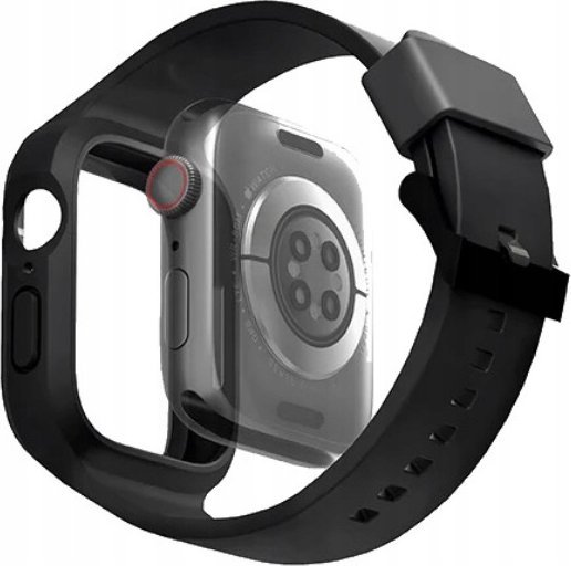 Rrip dhe mbrojtëse UNIQ Monos 2in1 për Apple Watch 44mm 45mm, plastik, e zezë