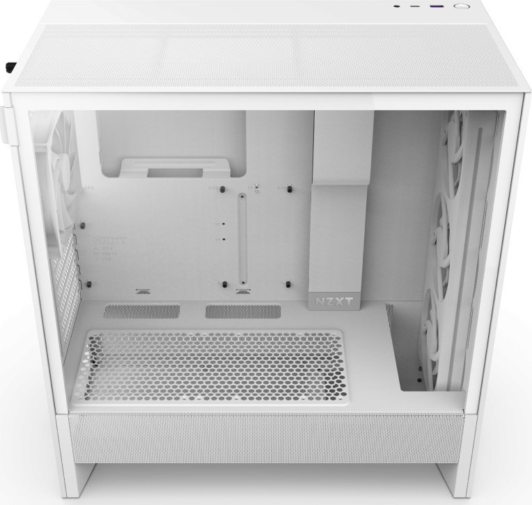 Kуќиште за компјутер NZXT H5 Flow RGB, Mid Tower, калено стакло, бела боја