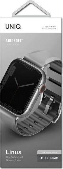 Rrip ore Uniq Linus Airosoft për Apple Watch 40/41mm, silikon, gri